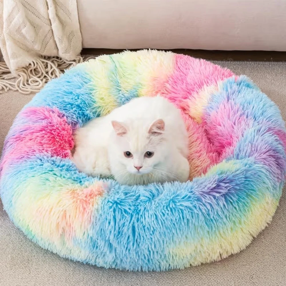Cozy Rainbow Cat Bed